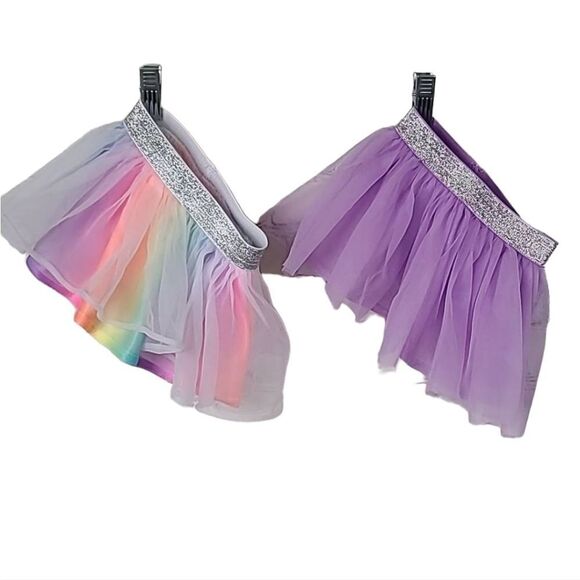 Garanimals Other - Baby Girl’s Glitter Tulle Tutu Skirt 0-3M Rainbow & Lilac Ruffled Bloomers 2-pk